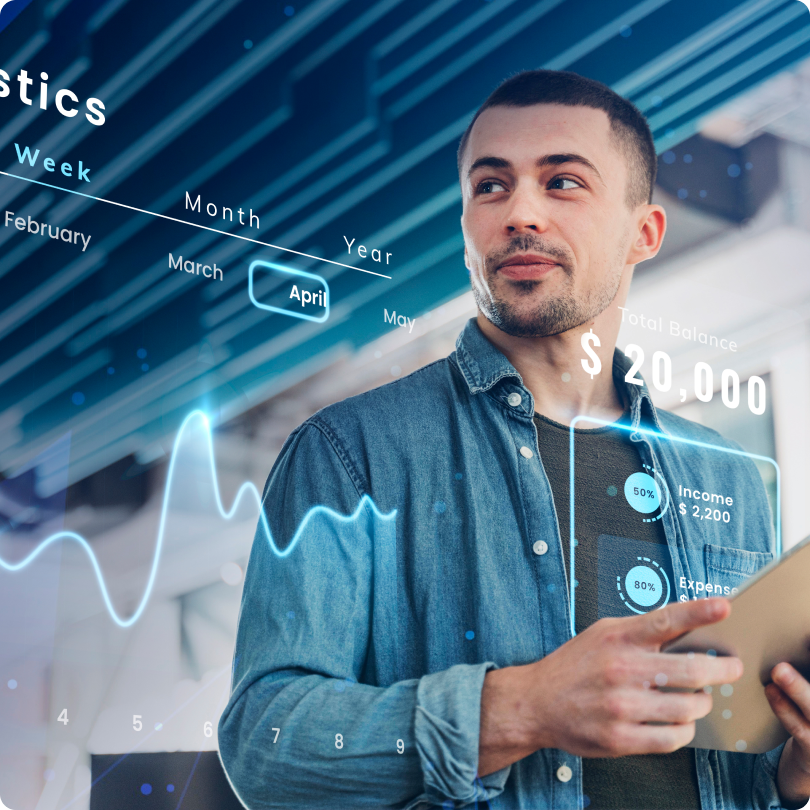 ERP Product - Man with digital overlay